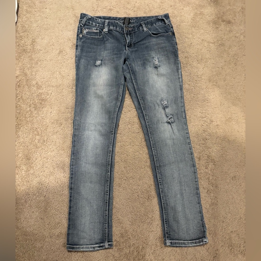 Ariya Women's Distressed Blue Skinny Jeans